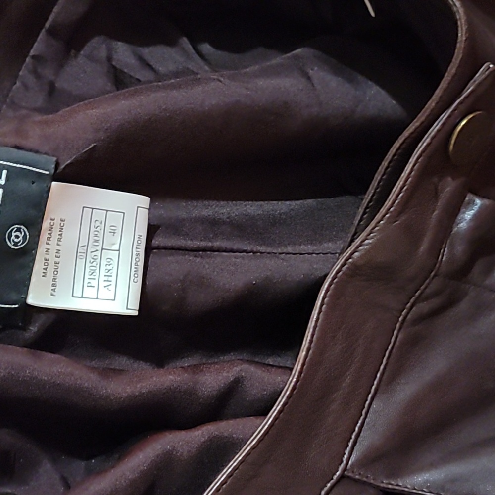 Authentic Vintage CHANEL 01A Lambskin Leather Trousers - Coffee Brown. SZ40 RARE - Picture 10 of 11